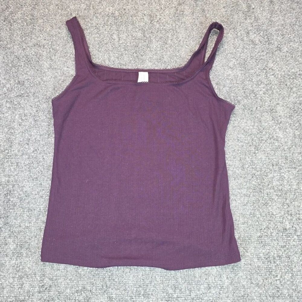 Women’s Purple Ribbed Square Neck Tank Top Size XS